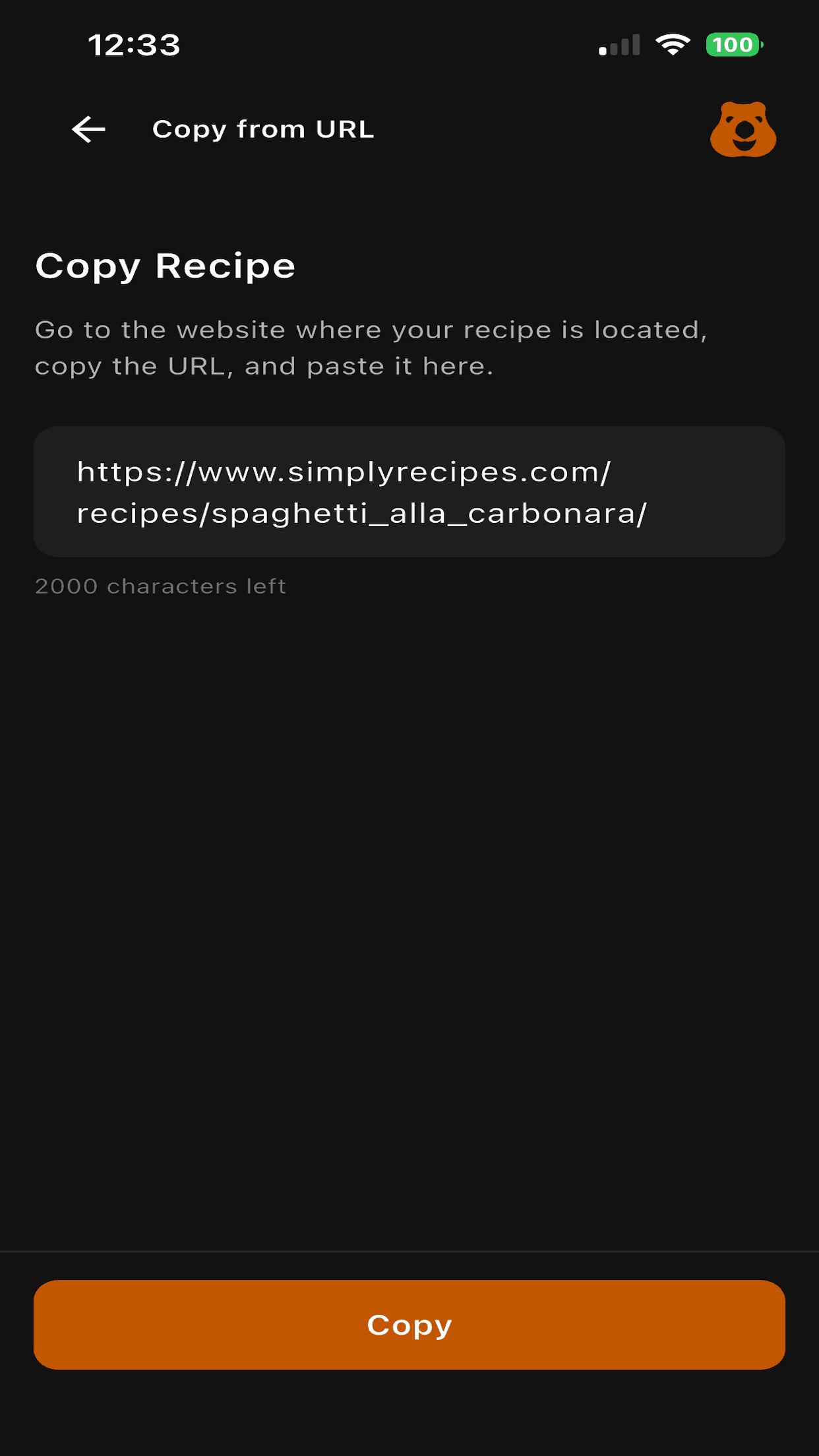 Copy recipe from URL